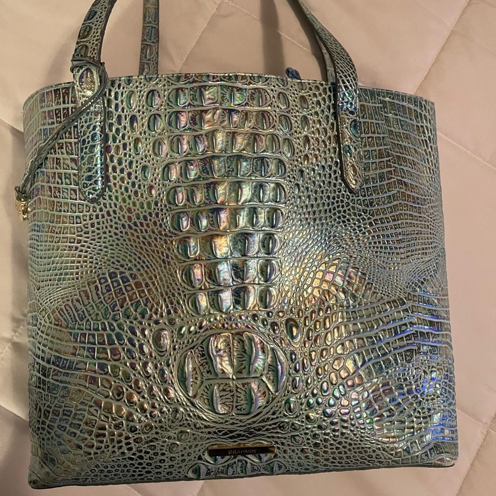 Authentic Brahmin Brooke Wonderland Melbourne Tote- Crocodile Embossed Leather